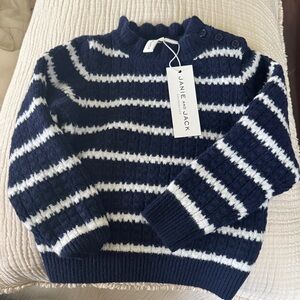 Janie and Jack Navy and White Striped Crewneck Sweater